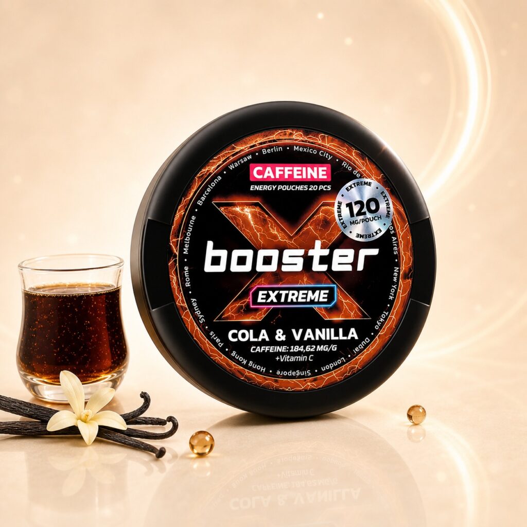 X-Booster Cola & Vanilla 120mg caffeine pouch tin