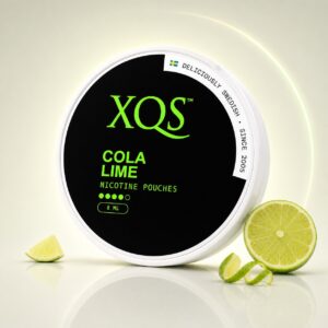 XQS Cola Lime 8mg Nicotine Pouches — 8mg nicotine per pouch, slim format, 20 pouches