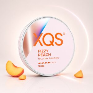 XQS Fizzy Peach 10mg Nicotine Pouches — 10mg nicotine per pouch, slim format, 20 pouches