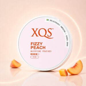 XQS Fizzy Peach 8mg Nicotine Pouches — 8mg nicotine per pouch, slim format, 20 pouches