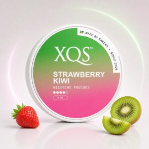 XQS Strawberry Kiwi 8mg Nicotine Pouches — 8mg nicotine per pouch, slim format, 20 pouches