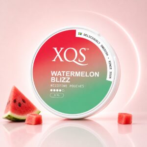 XQS Watermelon Blizz 8mg Nicotine Pouches — 8mg nicotine per pouch, slim format, 20 pouches