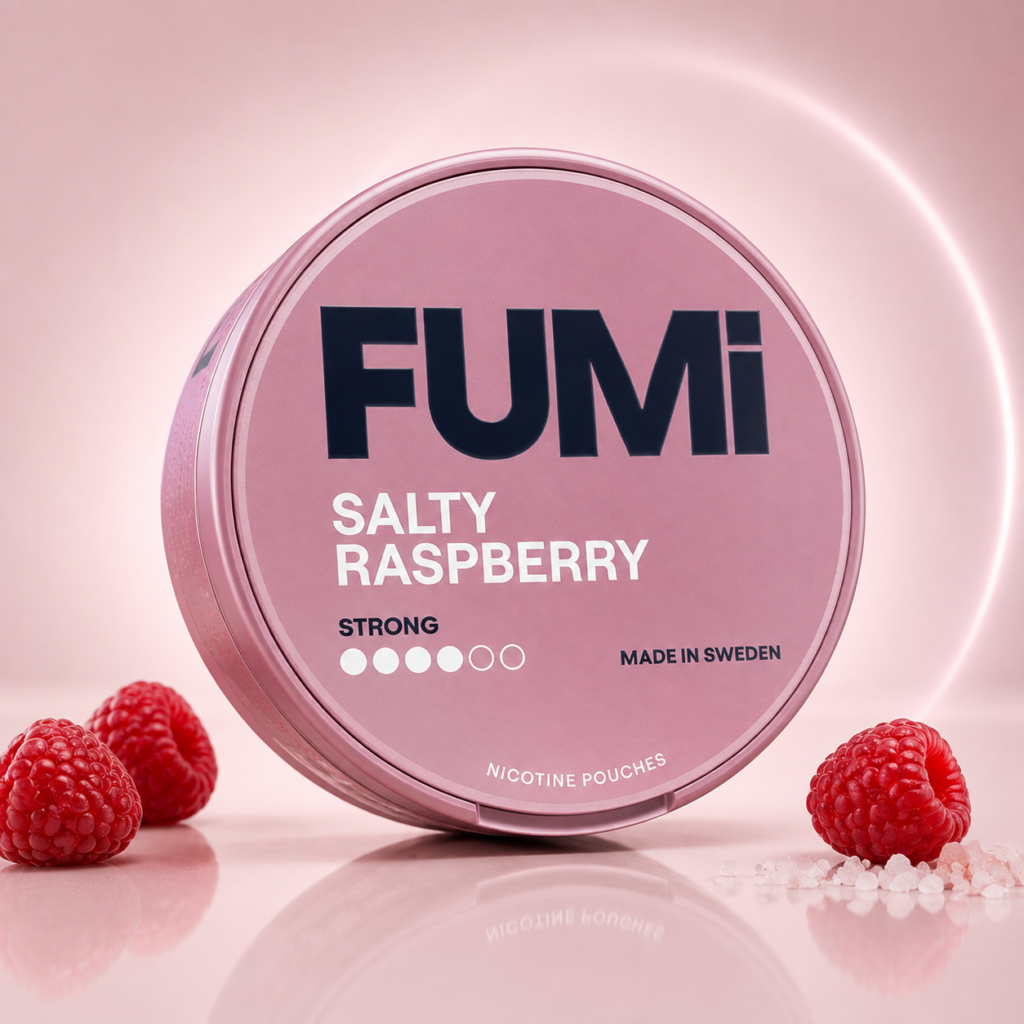 FUMi Salty Raspberry Strong 8mg Nicotine Pouches tin