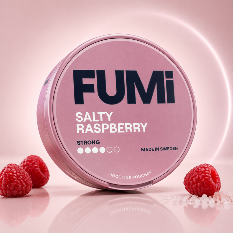 FUMi Salty Raspberry Strong 8mg Nicotine Pouches tin